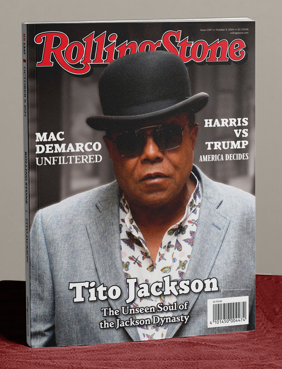 Rolling Stone magazine sitting on a table with Tito Jackson as the cover feature.