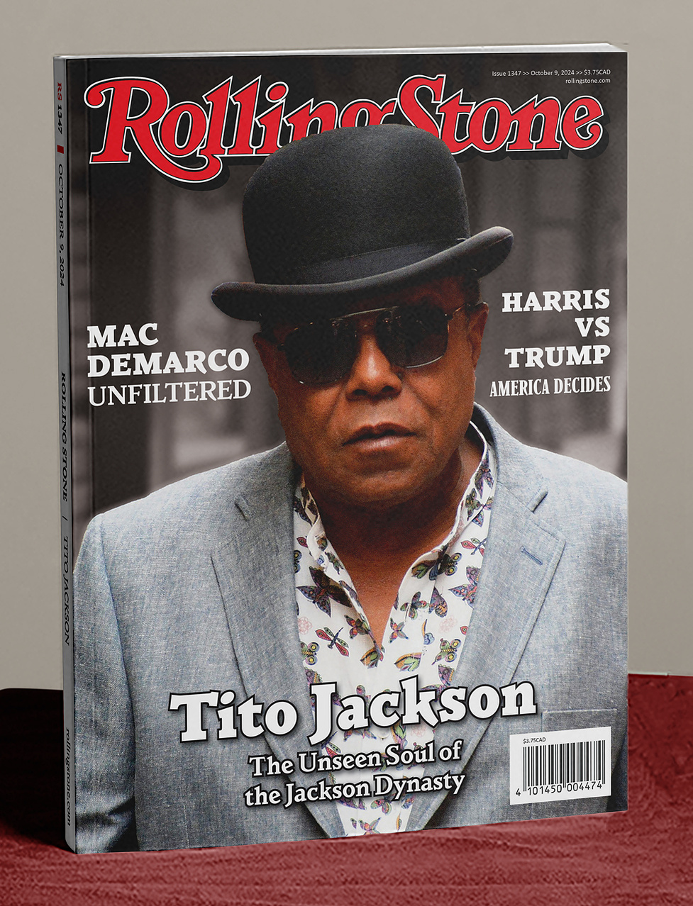 Rolling Stone magazine sitting on a table with Tito Jackson as the cover feature.