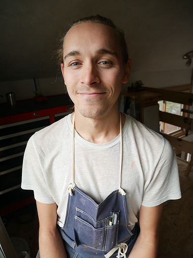 Artist Nicholas Ward in his studio