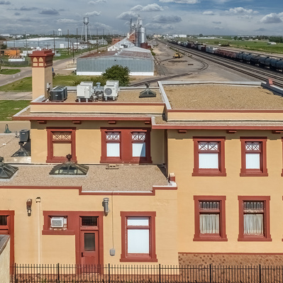 Harvey House Slaton, Exterior Drone Photograph