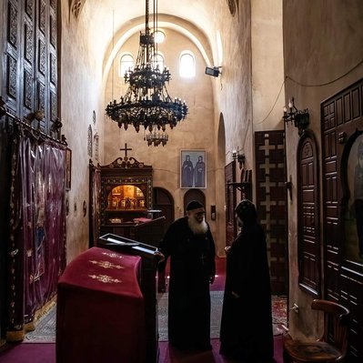 Monk Conversation at Wadi El Natrun, Egypt