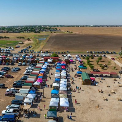Drone Photograph of Wolfforth Farmer's Market just outside of Lubbock, Tx 