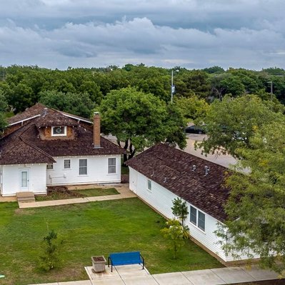 Drone Photograph of Arnett House, a Historical Home in Lubbock, Texas