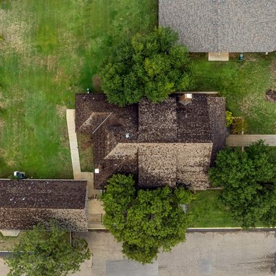 Overhead Drone Photograph of Arnett House, a Historical Home in Lubbock, Texas