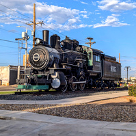 Train Engine in Front of The Rails in Clovis, NM.