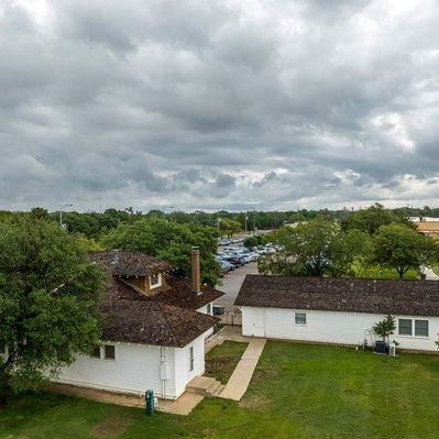 Drone Photograph of Arnett House, a Historical Home in Lubbock, Texas