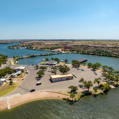 Drone Photo Looking West on Buffalo Springs Lake