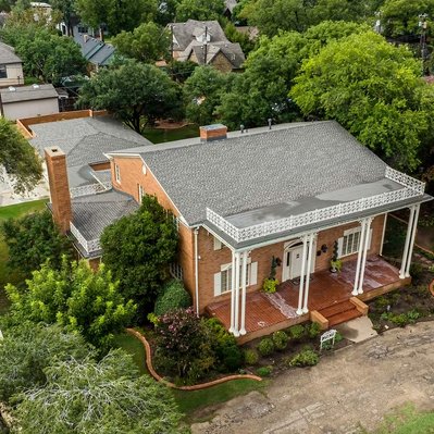 Front Drone Photograph of the Wiley/Smith/Quilliam Home, Lubbock, Texas