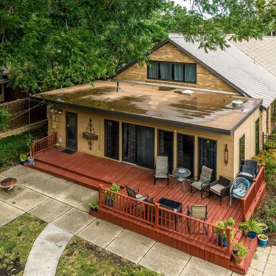Drone Photograph of rear of Photograph of A.S. Meinecke Home, Lubbock, Texas
