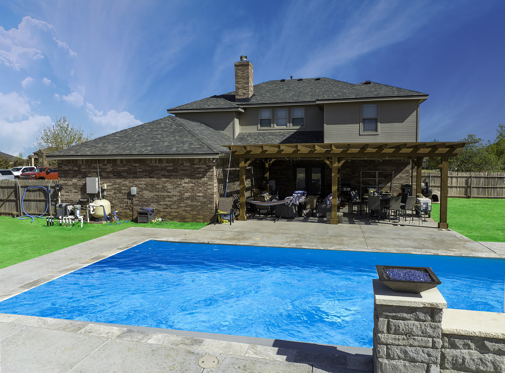 Winter Home Promotion with added grass and pool water