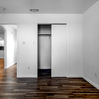 Photos of bedroom in House Near Anton, Texas with lots of Black and Whites