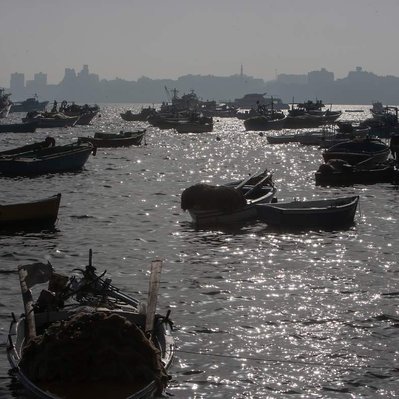Early morning photograph of the Bay of Alexandria in Egypt.