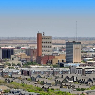 Photograph of the Lubbock, Texas downtown skyline. 