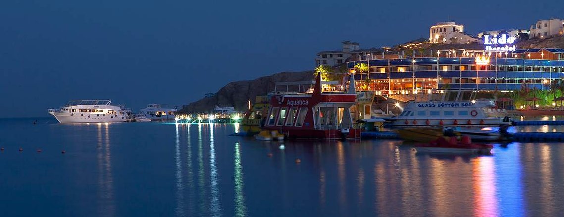 A yacht in the bay at Sharm el-Sheik. Photograph for the Ministry of Tourism, Egypt