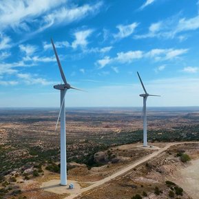 Photograph of a wind turbine form near Fluevanna, Texas, not far from Lubbock.