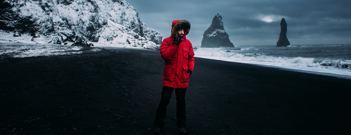 Edgar Keats in the Black Sand Beach, Iceland