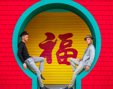Striking same sex couple's engagement portrait; Mashpee Commons, Photography by Ivan Djikaev/Mind On Photography