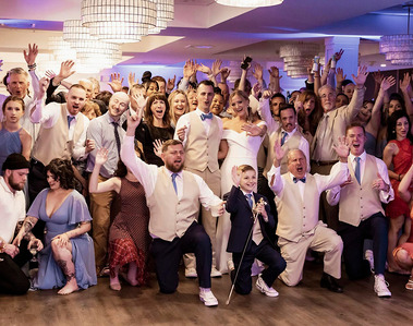 Wedding party group photo at Sea Crest Beach Hotel, Cape Cod, MA