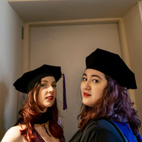 Portrait of Friends in cups, graduation photo