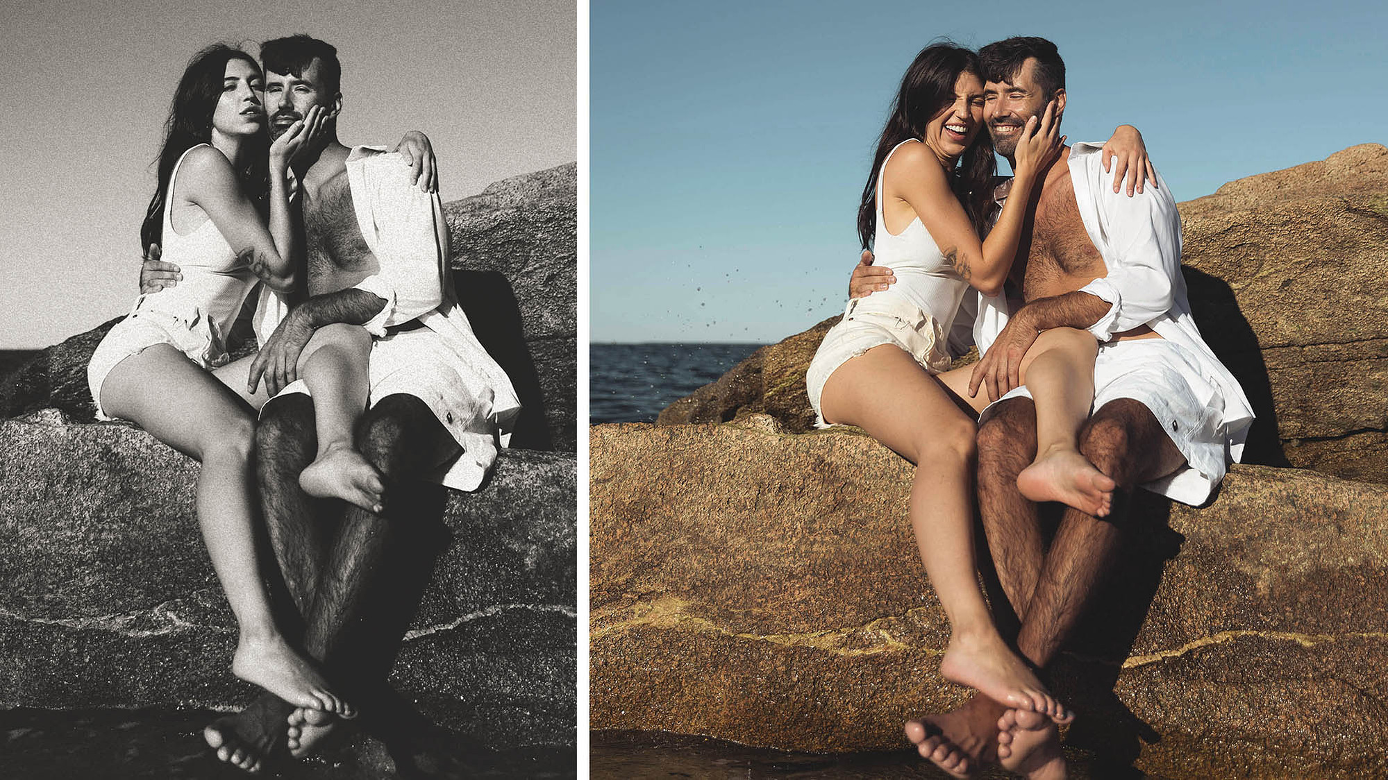 Couple having fun during a couple's shoot on a beach. Photographer Ivan Djikaev / Mind On Photography