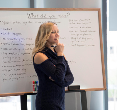 Woman presenting during corporate event in Boston