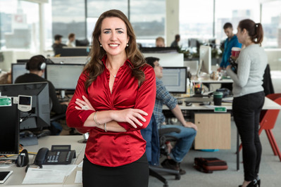 Lady (in HULT office) corporate photo Cambridge