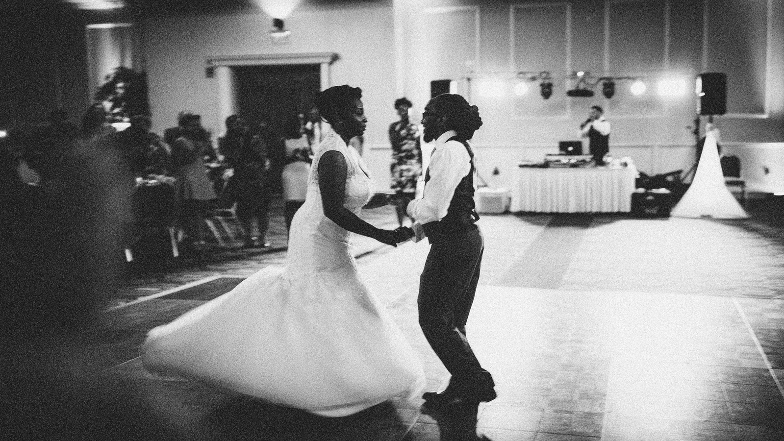 Artistic photo of a first dance of African American couple. Wedding photographer Ivan Djikaev/Mind On Photography. Boston