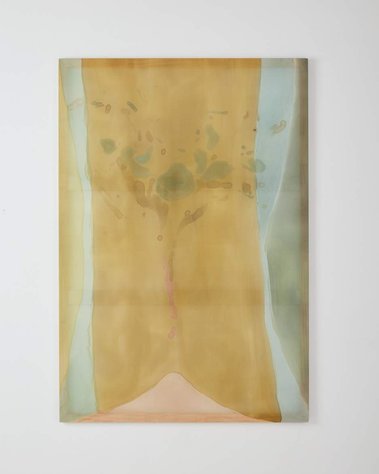 ‘Veil of protection/ begin with a prayer’ acrylic on silk 120 x 176 cm Image by Hake House 