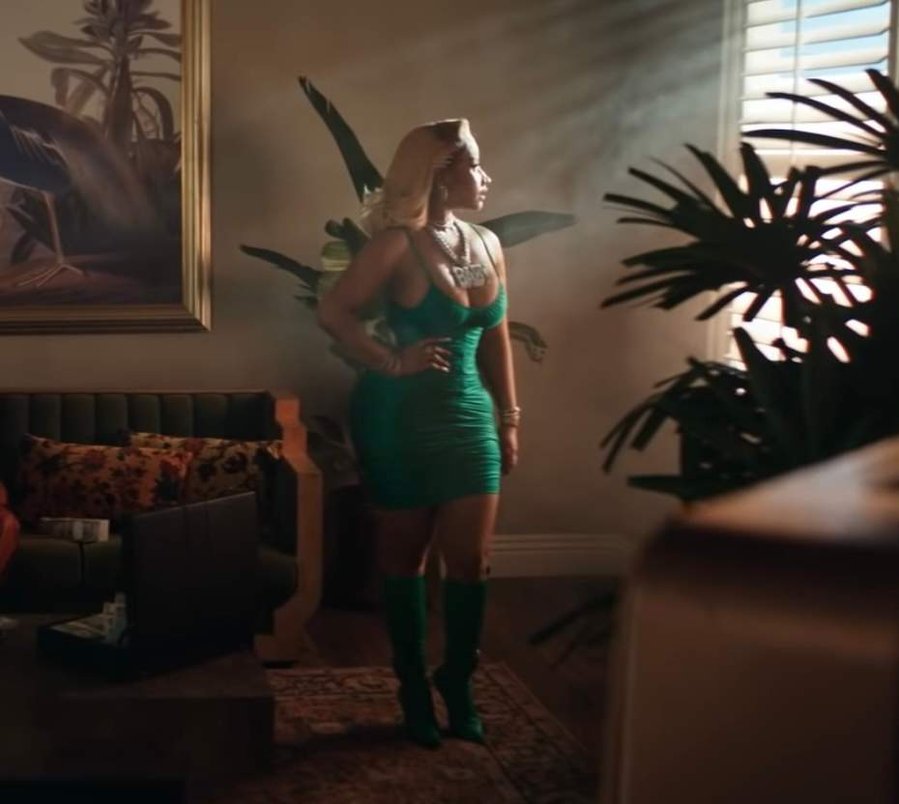 Nicki Minaj wears Resort 22 Lycra cami dress in Do We Have a Problem music video.