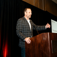 Key Note speaker Rich Jones gives a presentation at the 2025 Associated General Contractors Conference in Vancouver, Washington