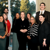 A group of young employees of AGC pose for a photo