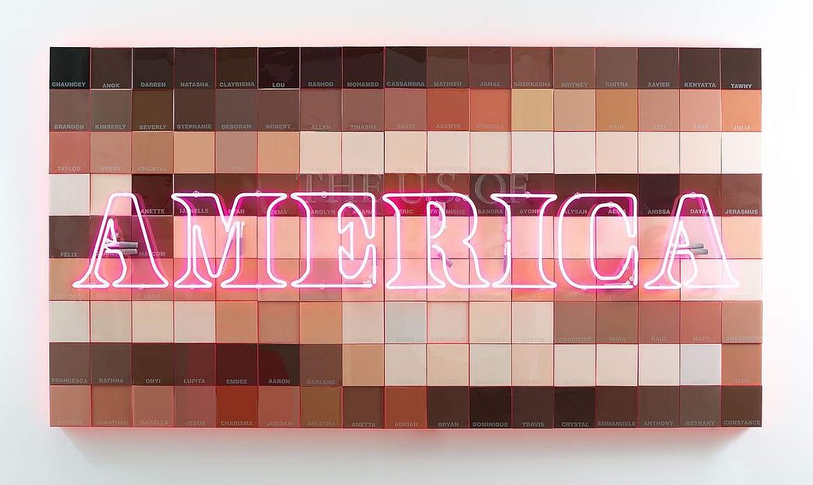 Shine America 2043, 2021

Archival inkjet print, wood, neon, paint, and resin

45 × 85 × 5 in