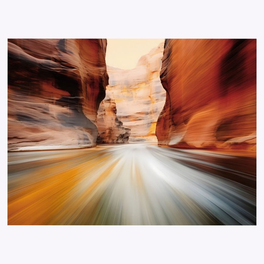 A complete view of 'Grand Canyon', a landscape painting, vividly captures the turbulent flow of waters near Horseshoe Bend, set against the grandeur of the canyon, offering a stunning visual feast.
