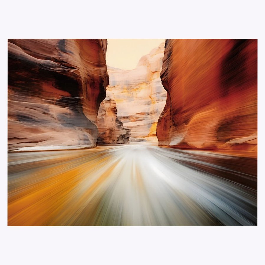 A complete view of 'Grand Canyon', a landscape painting, vividly captures the turbulent flow of waters near Horseshoe Bend, set against the grandeur of the canyon, offering a stunning visual feast.