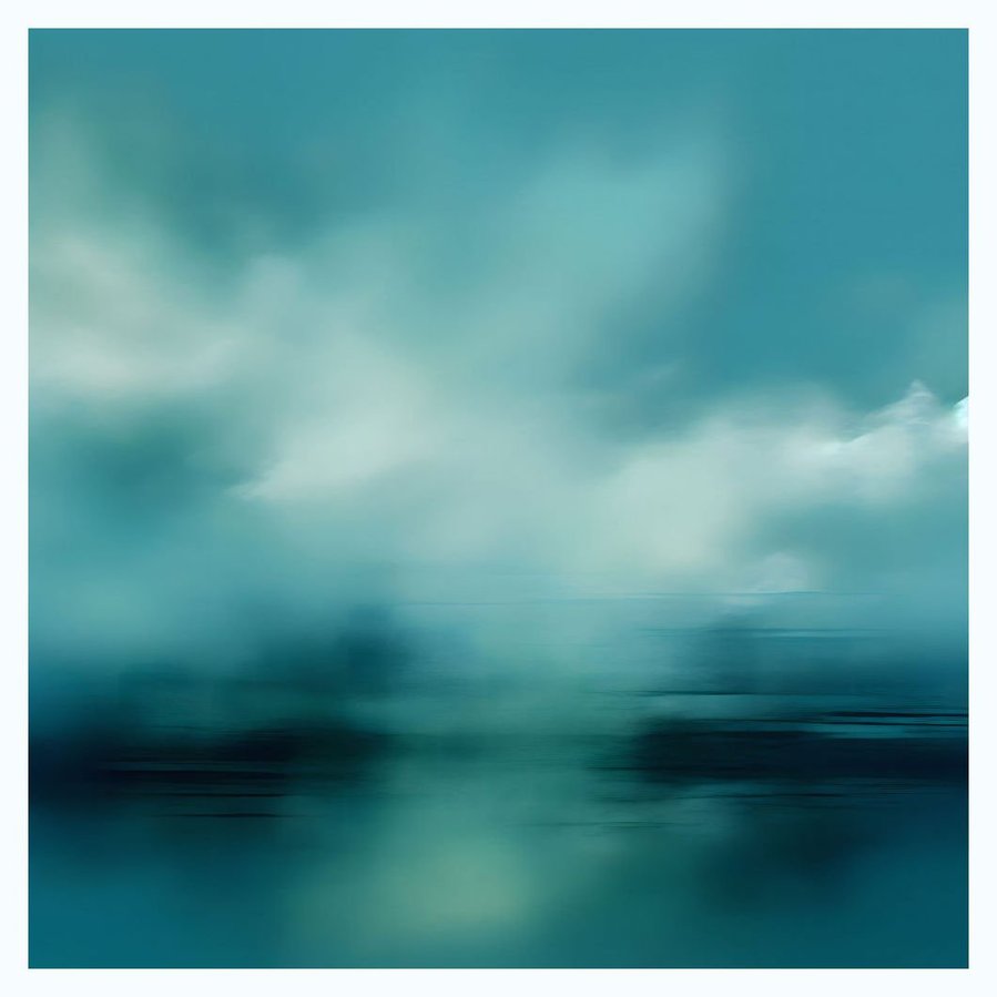 Cloud Over Ocean' is fully captured in this image, displaying the square painting's serene ocean and sky imagery, rich in both color and emotive depth.