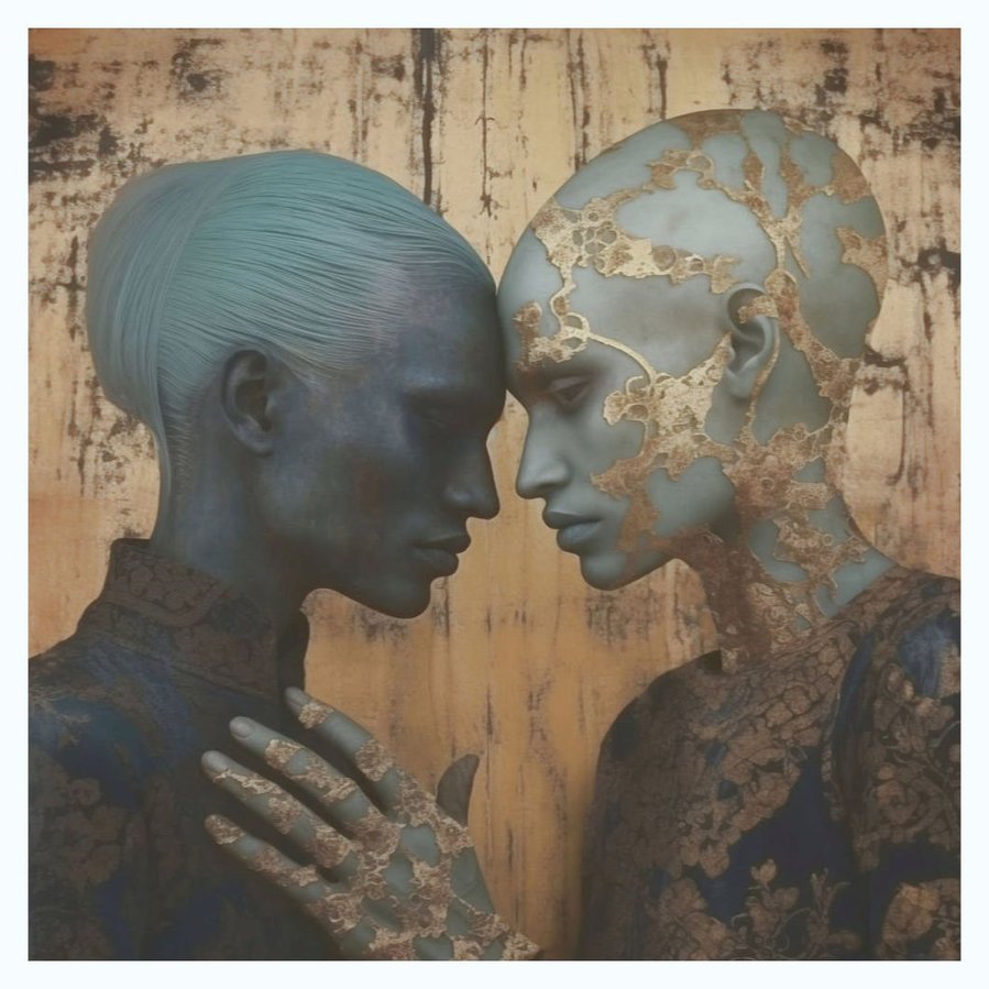 A comprehensive view of 'Touch', a square format painting, showcasing its full artistic expression and detailed craftsmanship, providing a complete visual experience.