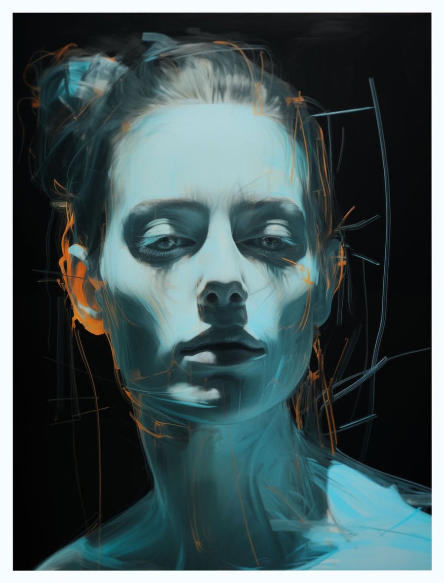 A complete portrayal of 'Music 2', this image reveals the full depth and beauty of the portrait painting, highlighting the woman's expressive pose and the artwork's rich, musical-themed backdrop.