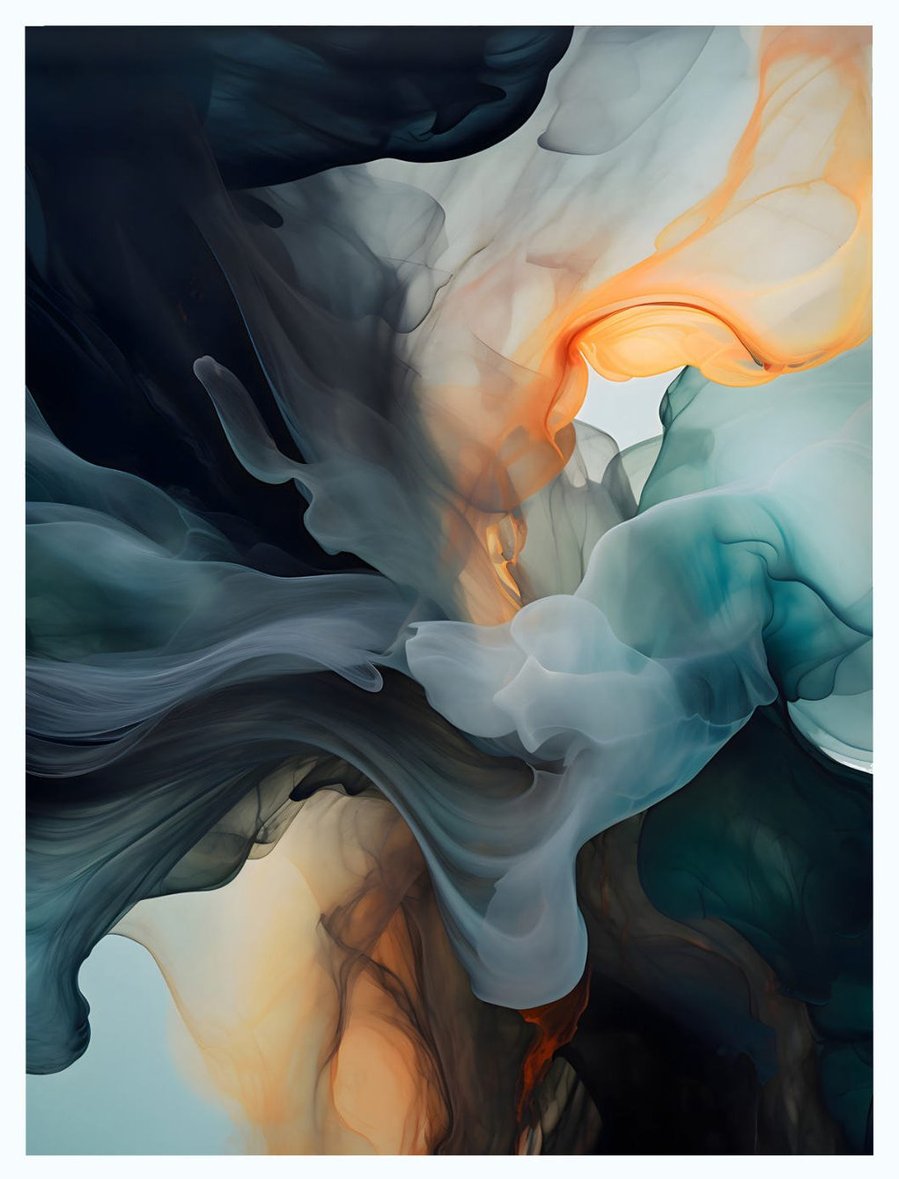 This image presents a full, unobstructed view of 'Liquid Zen', a portrait painting that encapsulates a harmonious blend of fluid forms and soothing colors, inviting a deep visual contemplation.