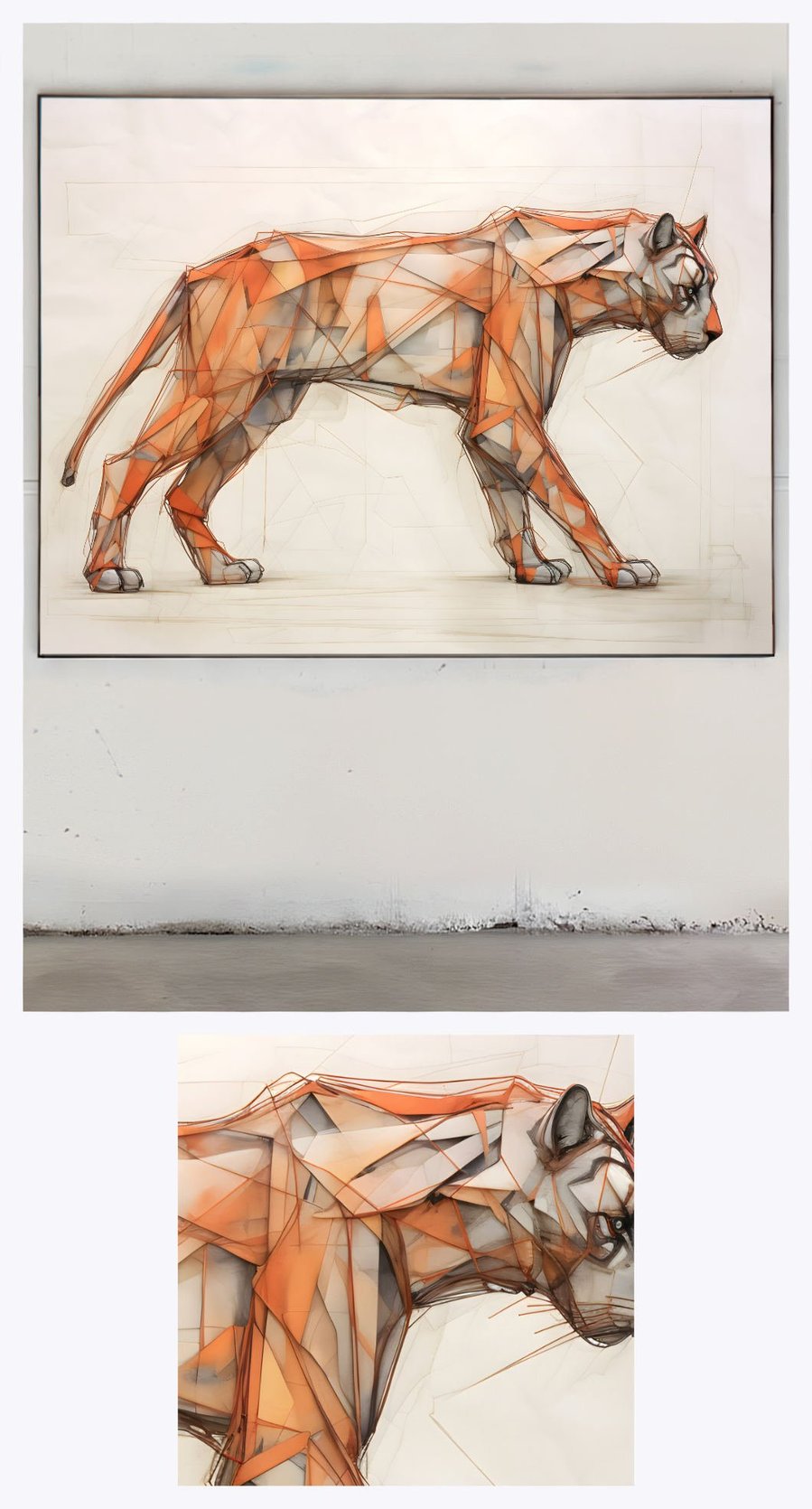Behold the entire canvas of 'Wildcat', a landscape-format piece of art that radiates wild beauty and intricate details, offering viewers a complete visual journey.