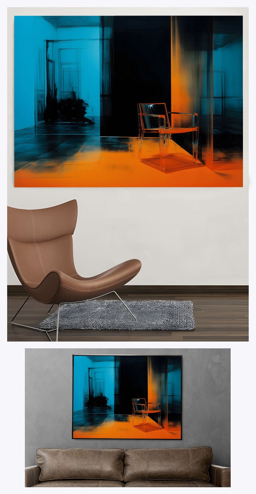 Included here is an easy-to-follow download guide for 'Solitary Chair No. 2', along with a size guide tailored to its landscape format, providing practical information for art enthusiasts intrigued by this unique and thought-provoking scene.
