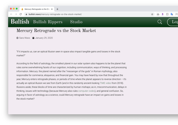 Research article on how astrology and the stock market are connected.