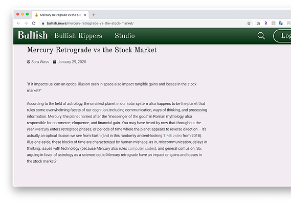 Research article on how astrology and the stock market are connected.