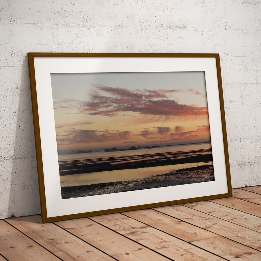 Southend pier at sunset, photographic print.