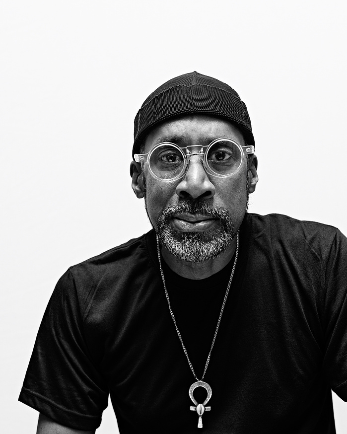 American artist Nari Ward in his Harlem Studio for Lehmann Maupin. Harlem,NY