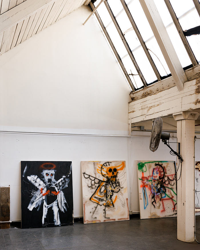Painter Robert Nava and Jumani for Pace Gallery. Bushwick,NY. 2024
