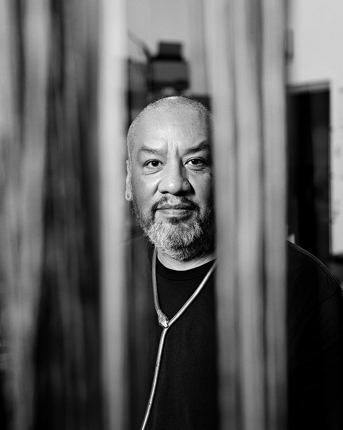 Native - American artist Jeffrey Gibson in his studio before the Venice Biennale for Galerie Magazine. Hudson,NY. 2024