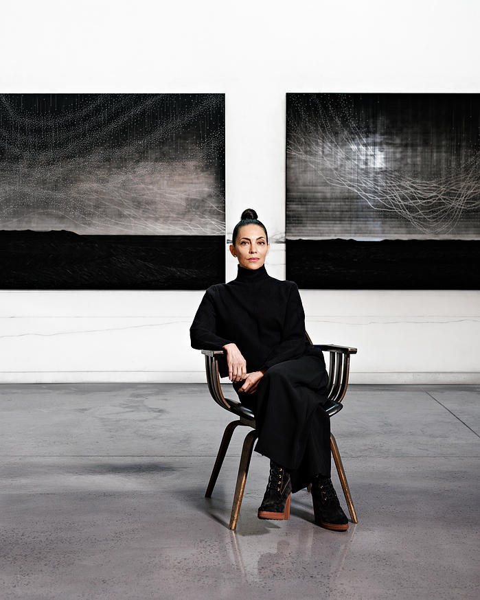 American visual artist Teresita Fernandez shoot at her Brooklyn studio in 2024 for Lehmann Maupin