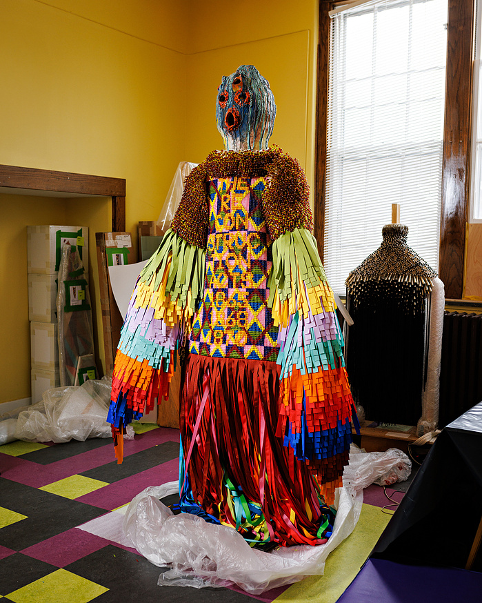 Native - American artist Jeffrey Gibson in his studio before the Venice Biennale for Galerie Magazine. Hudson,NY. 2024
