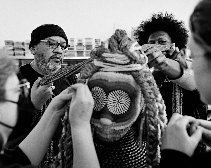 Native - American artist Jeffrey Gibson in his studio before the Venice Biennale for Galerie Magazine. Hudson,NY. 2024