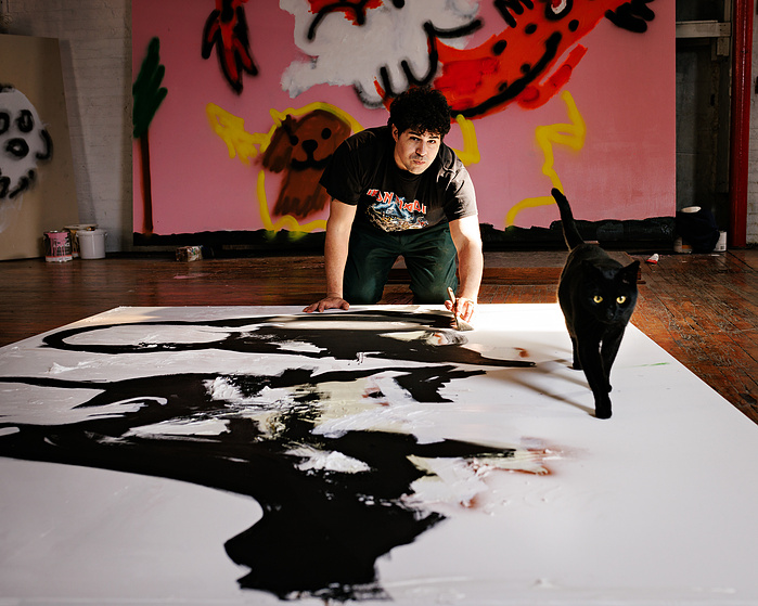 Painter Robert Nava and Jumani for Pace Gallery. Bushwick,NY. 2024